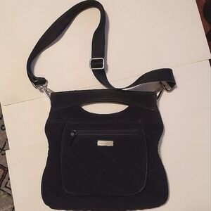 Vera Bradley quilted 2 way black bag- removable/adjustable guitar strap